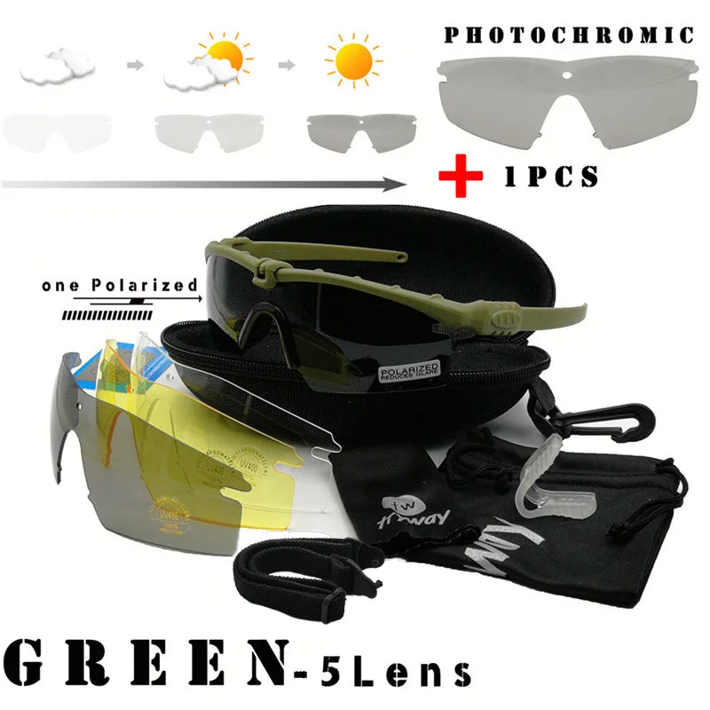 Tactical Professional Protective Military Polarized Glasses - Shooting, Sports, Hiking, Cycling, Paintball Safety Eyewear