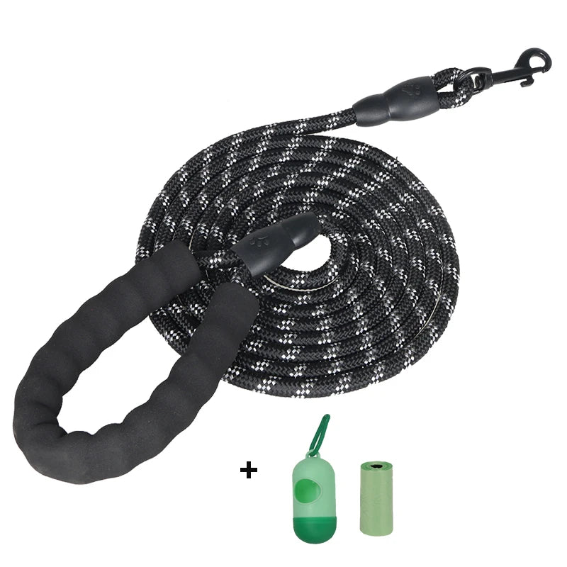 Pet Leashes Reflective Multi Color Round Rope Large Dog Collar Leash Training Running Rope Comfortable For Medium And Large Dogs