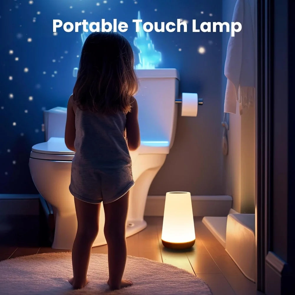 USB Rechargeable Dimmable Touch Lamp, Portable Table Bedside Night Light for Bedroom, 13 RGB Colors Night Lights for Baby and Kids
