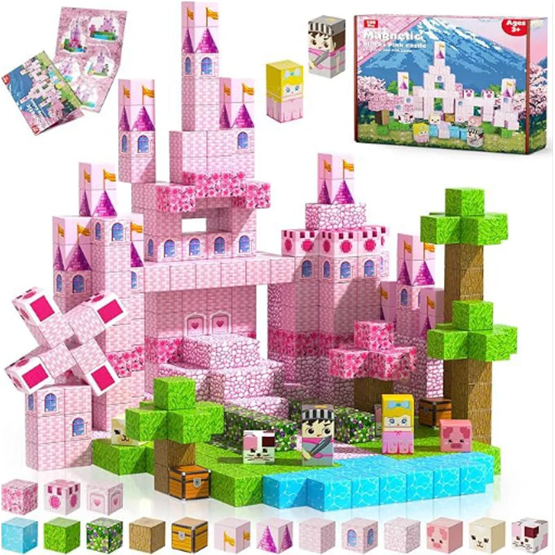Juego de Bloques de Construcción Magnéticos Montessori STEM, Juguetes Educativos Sensoriales, Mundo de Mario, Niños y Niñas, Cubo Magnético DIY, Regalo