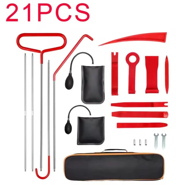21/18PCS Car Door Tool Kit Inflatable Air Pump Auto Window Door Opening Tool Long Reach Grabber Kits with Carrying Bag