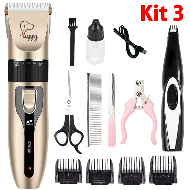 Electric Pet Clipper Grooming Kit for Dogs, Rechargeable Trimmer for Cat Hair Removal, Professional Grooming Set