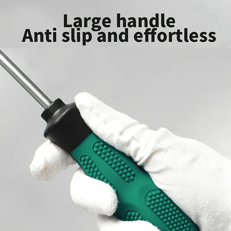 2Pcs Rubber Handle Screwdriver Set Extra Long Chrome Vanadium Steel Magnetic Flat Head and Cross Head Screwdriver Hand Tools