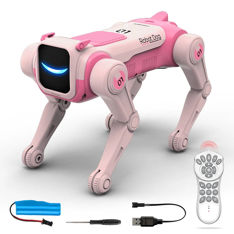 Perro Robot Mágico con IA, Control por Voz a través de Control Remoto de 2.4GHz, Programación Inteligente, Luces en los Ojos, para Niños y Entusiastas de la Tecnología