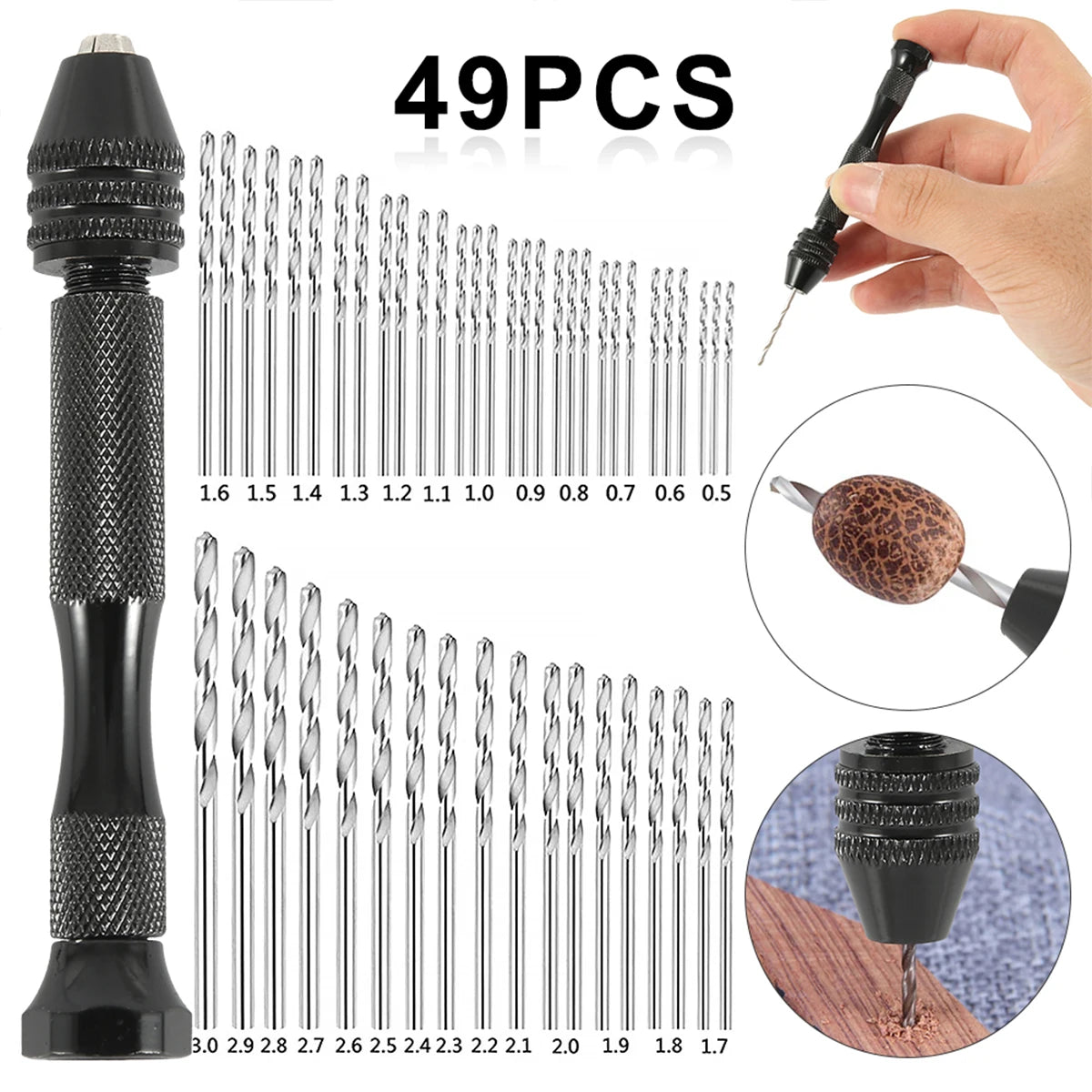Mini Hand Drill Twist Drill Bits Set With Alloy Steel Twist Drills Rotary Tools For Craft Carving DIY Woodworking Plastic Jewelr