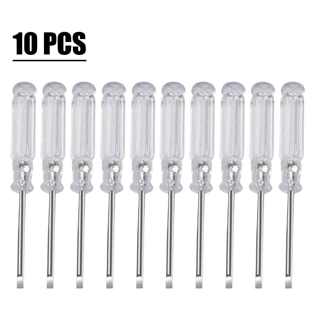 10pc 3.74in Small Screwdriver Set 3mm Tip Slotted and Phillips Screwdrivers Transparent Handle Precision Screwdriver Repair Tool