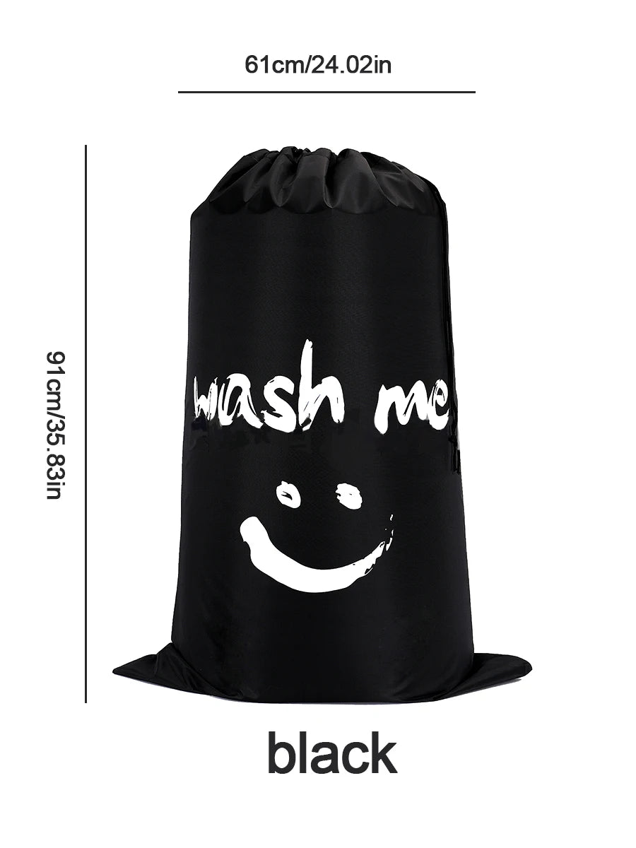 Smile Nylon Laundry Bag Travel Storage Pouch Machine Washable Dirty Clothes Storage Wash Drawstring Bag Large Capacity