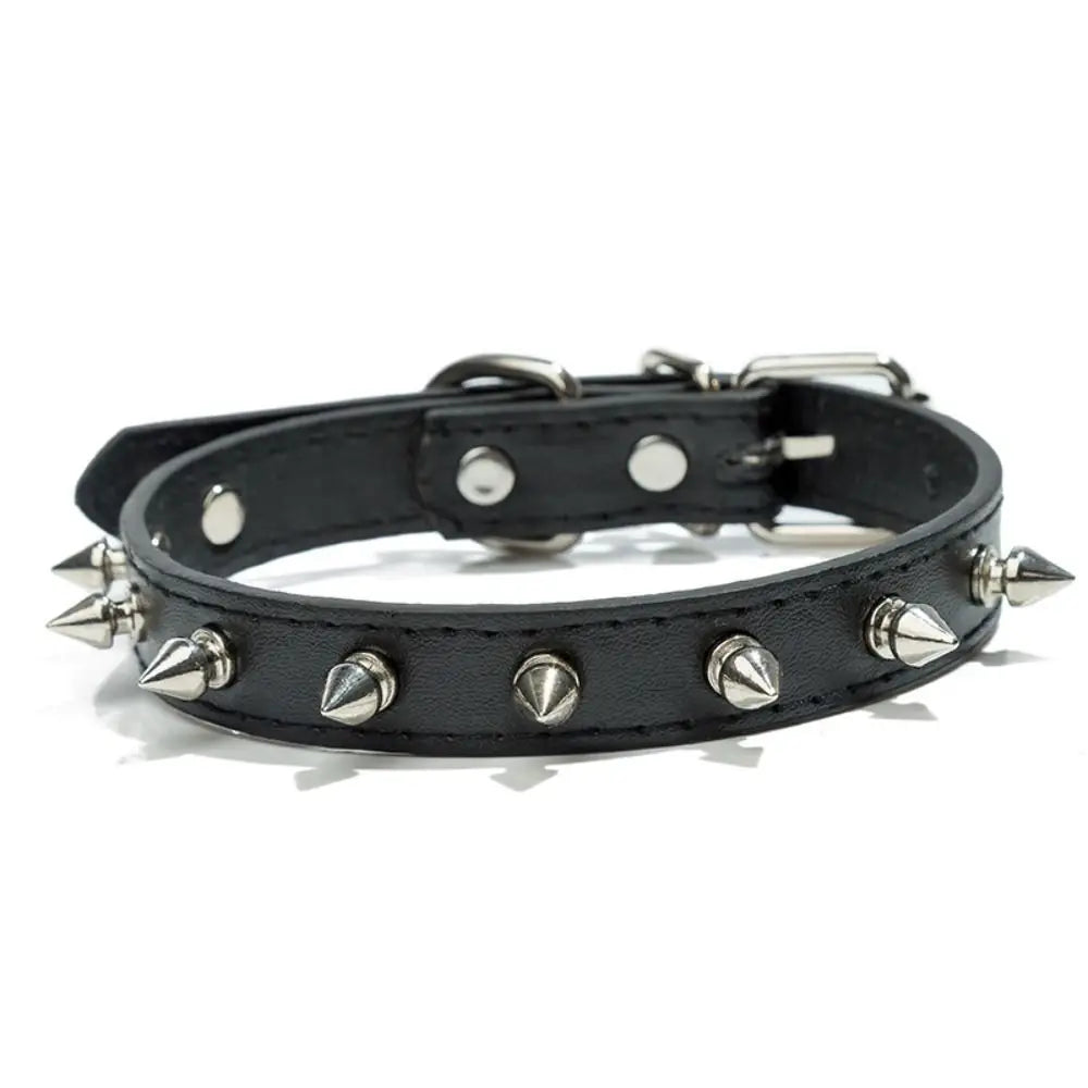Pet Products Leather Cat Dog Collar Colorful Adjustable Pet Spiked Studded Collars Cool Exquisite Pet Neck Strap Photograph