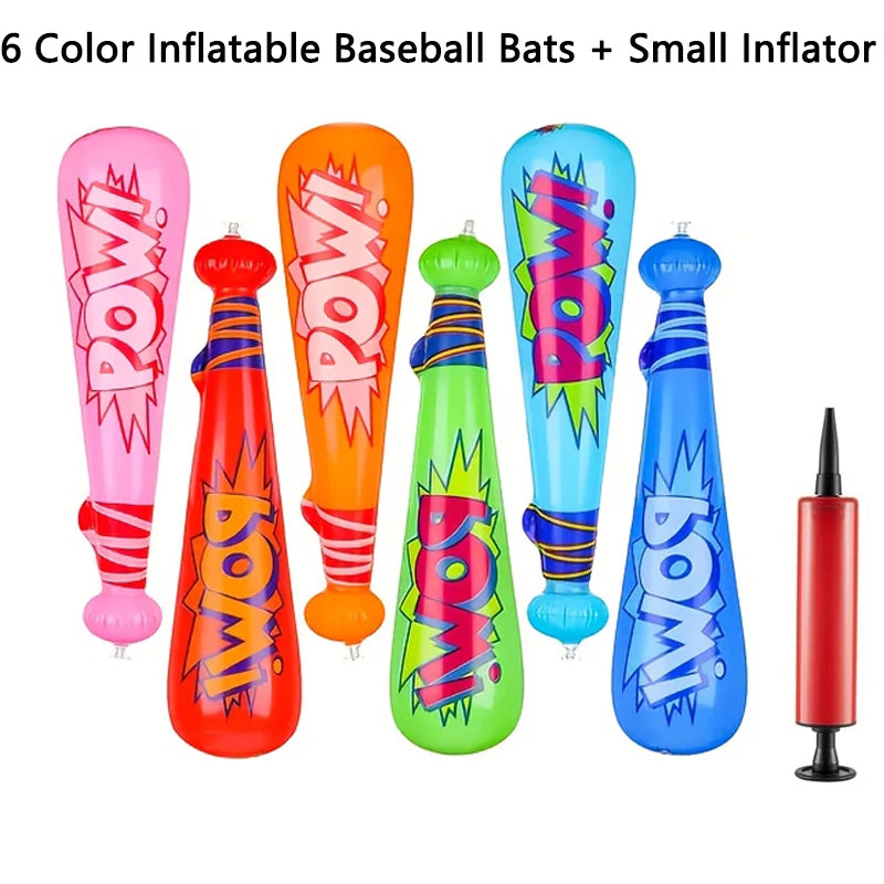 6/12 Uds. De murciélagos de béisbol inflables Pow, murciélagos de juguete inflables de 17 pulgadas para niños, decoración de fiesta de béisbol, recuerdo de juguetes de playa y piscina