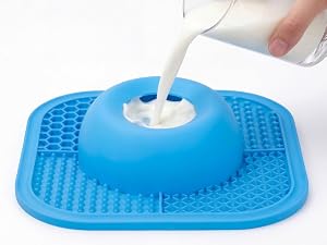 Slow Feeder Dog Bowls & Lick Mat for Liquid and Thick Treat, Anti-Slip Dog Lick Bowl with Interactive Rolling Ball, 5/6 Cup Pup Licking Toy for Large Medium Small Dogs and Cats Blue