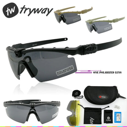 Tactical Professional Protective Military Polarized Glasses - Shooting, Sports, Hiking, Cycling, Paintball Safety Eyewear