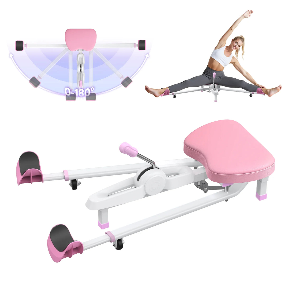 MERACH 180° Split Machine 6-Level Leg Stretcher, 300 LBS Capacity Stretching Equipment with Comfort Pad, Improves Flexibility for Dance, Gymnastics, Sports, and Home Training Gear