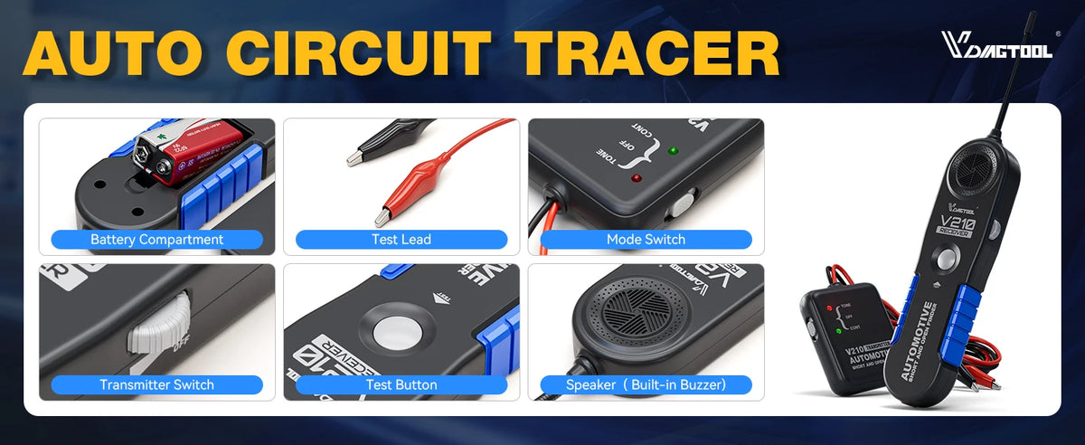 VDIAGTOOL V210 Automotive Circuit Breaker Finder Electrical Tester Wire Tracer Open & Short Circuit Finder DC 6-42V