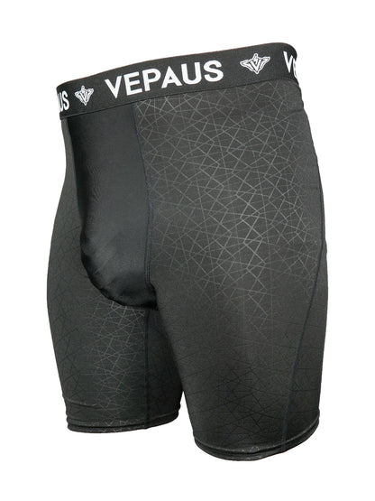 VEPAUS Men's Athletic Compression Shorts with Protective Cup Pocket, Printed Design and Performance Fit Baseball, Hockey, MMA