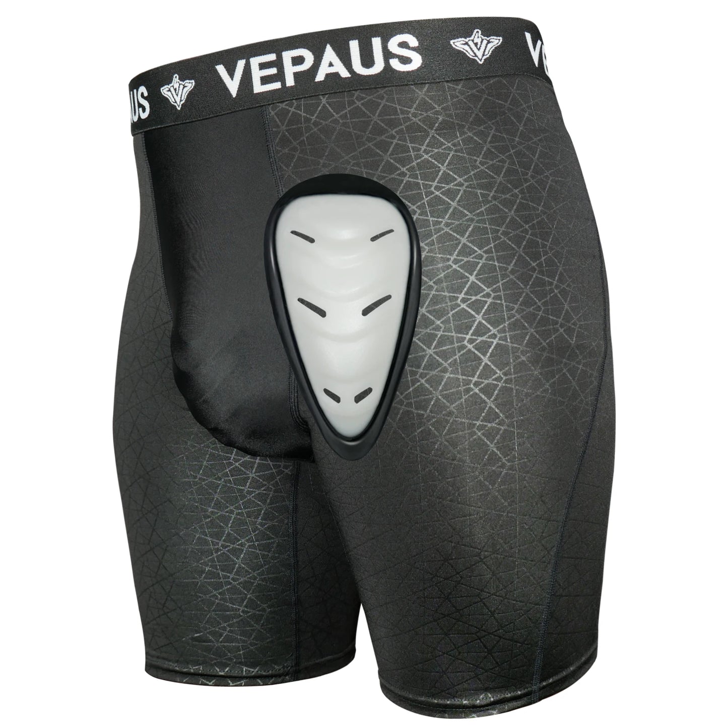 VEPAUS Men's Athletic Compression Shorts with Protective Cup Pocket, Printed Design and Performance Fit Baseball, Hockey, MMA