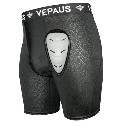 VEPAUS Men's Athletic Compression Shorts with Protective Cup Pocket, Printed Design and Performance Fit Baseball, Hockey, MMA