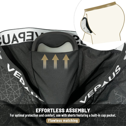 VEPAUS Men's Athletic Compression Shorts with Protective Cup Pocket, Printed Design and Performance Fit Baseball, Hockey, MMA