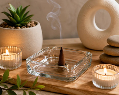 Set of 3 Premium Glass Ashtrays, Elegant Square Design, Easy to Clean and High Durability