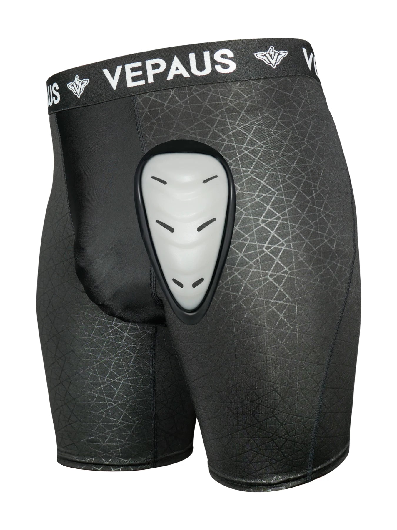 VEPAUS Men's Athletic Compression Shorts with Protective Cup Pocket, Printed Design and Performance Fit Baseball, Hockey, MMA