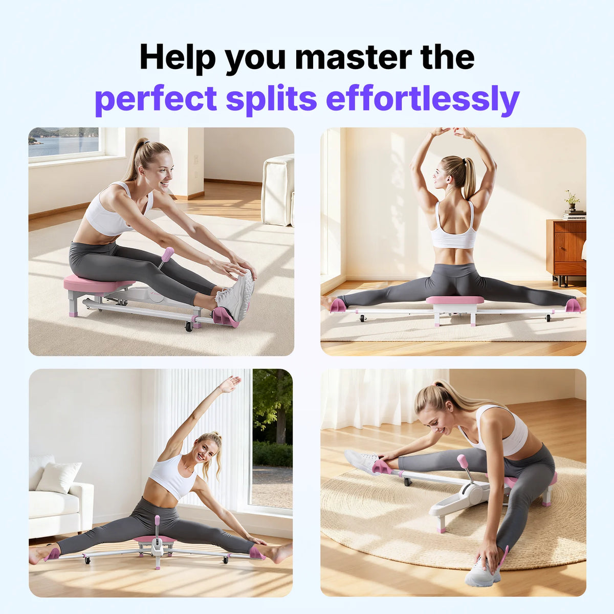 MERACH 180° Split Machine 6-Level Leg Stretcher, 300 LBS Capacity Stretching Equipment with Comfort Pad, Improves Flexibility for Dance, Gymnastics, Sports, and Home Training Gear