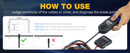 VDIAGTOOL V210 Automotive Circuit Breaker Finder Electrical Tester Wire Tracer Open & Short Circuit Finder DC 6-42V