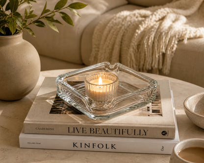 Set of 3 Premium Glass Ashtrays, Elegant Square Design, Easy to Clean and High Durability