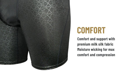 VEPAUS Men's Athletic Compression Shorts with Protective Cup Pocket, Printed Design and Performance Fit Baseball, Hockey, MMA