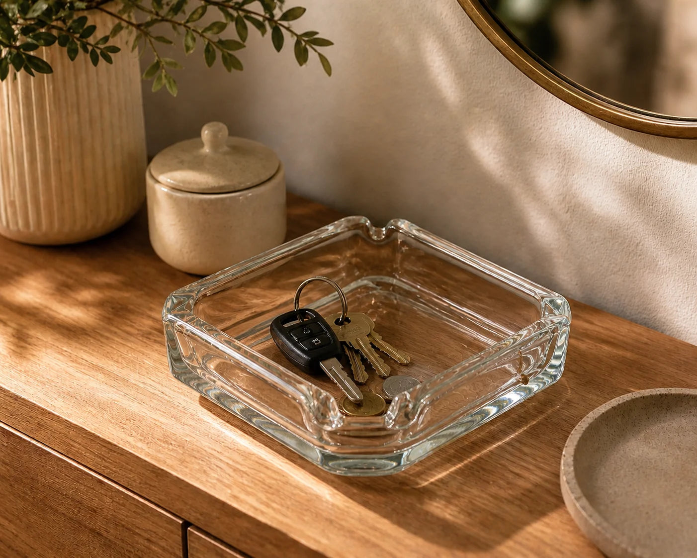 Set of 3 Premium Glass Ashtrays, Elegant Square Design, Easy to Clean and High Durability
