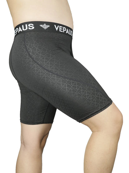 VEPAUS Men's Athletic Compression Shorts with Protective Cup Pocket, Printed Design and Performance Fit Baseball, Hockey, MMA
