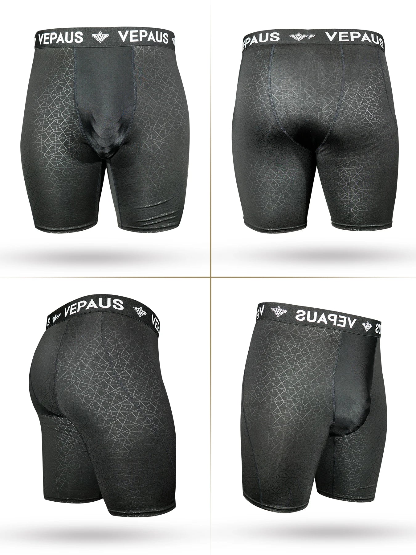 VEPAUS Men's Athletic Compression Shorts with Protective Cup Pocket, Printed Design and Performance Fit Baseball, Hockey, MMA