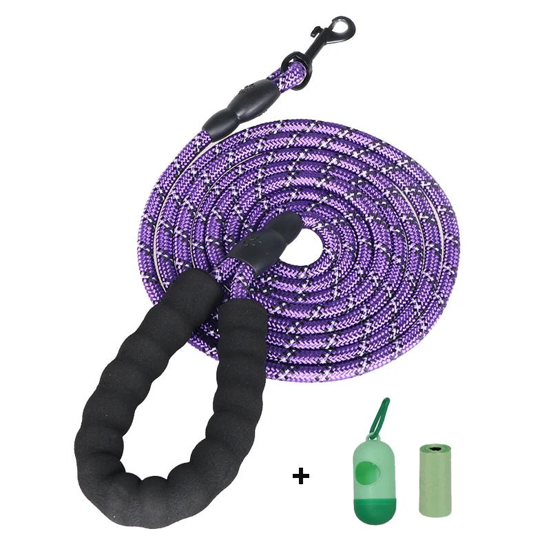 Pet Leashes Reflective Multi Color Round Rope Large Dog Collar Leash Training Running Rope Comfortable For Medium And Large Dogs