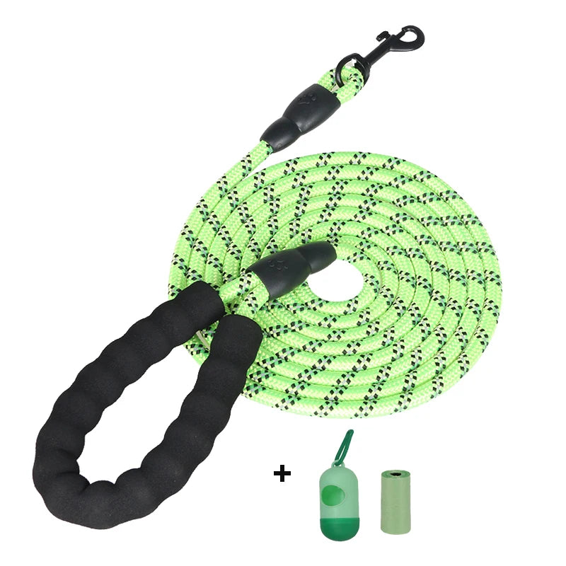 Pet Leashes Reflective Multi Color Round Rope Large Dog Collar Leash Training Running Rope Comfortable For Medium And Large Dogs