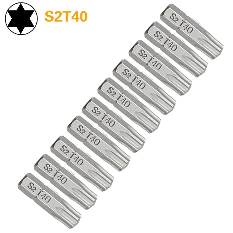 1 Inch T6 T7 T8 T9 T10 T15 Torx Screwdriver Bit Set S2 Steel 1/4 Inch 6.35mm Hex Shank Electric Screwdriver Bits For Power Tools