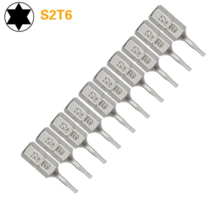1 Inch T6 T7 T8 T9 T10 T15 Torx Screwdriver Bit Set S2 Steel 1/4 Inch 6.35mm Hex Shank Electric Screwdriver Bits For Power Tools