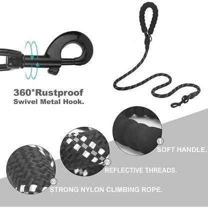 Pet Leashes Reflective Multi Color Round Rope Large Dog Collar Leash Training Running Rope Comfortable For Medium And Large Dogs