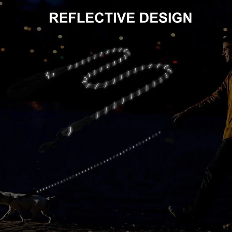 Pet Leashes Reflective Multi Color Round Rope Large Dog Collar Leash Training Running Rope Comfortable For Medium And Large Dogs