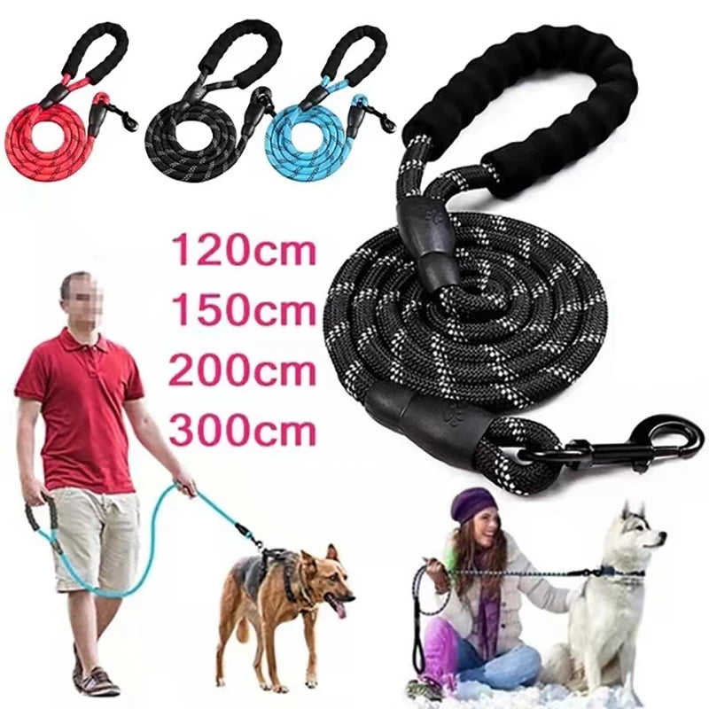 Pet Leashes Reflective Multi Color Round Rope Large Dog Collar Leash Training Running Rope Comfortable For Medium And Large Dogs