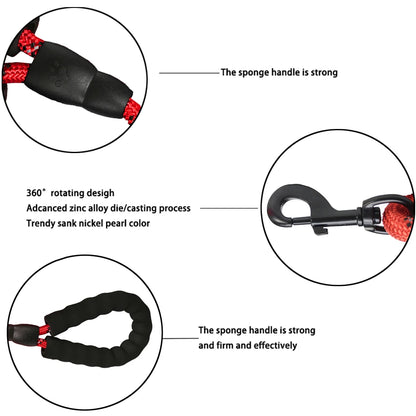 Pet Leashes Reflective Multi Color Round Rope Large Dog Collar Leash Training Running Rope Comfortable For Medium And Large Dogs