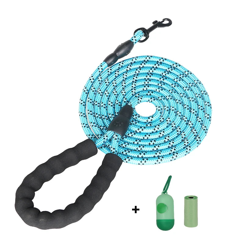 Pet Leashes Reflective Multi Color Round Rope Large Dog Collar Leash Training Running Rope Comfortable For Medium And Large Dogs