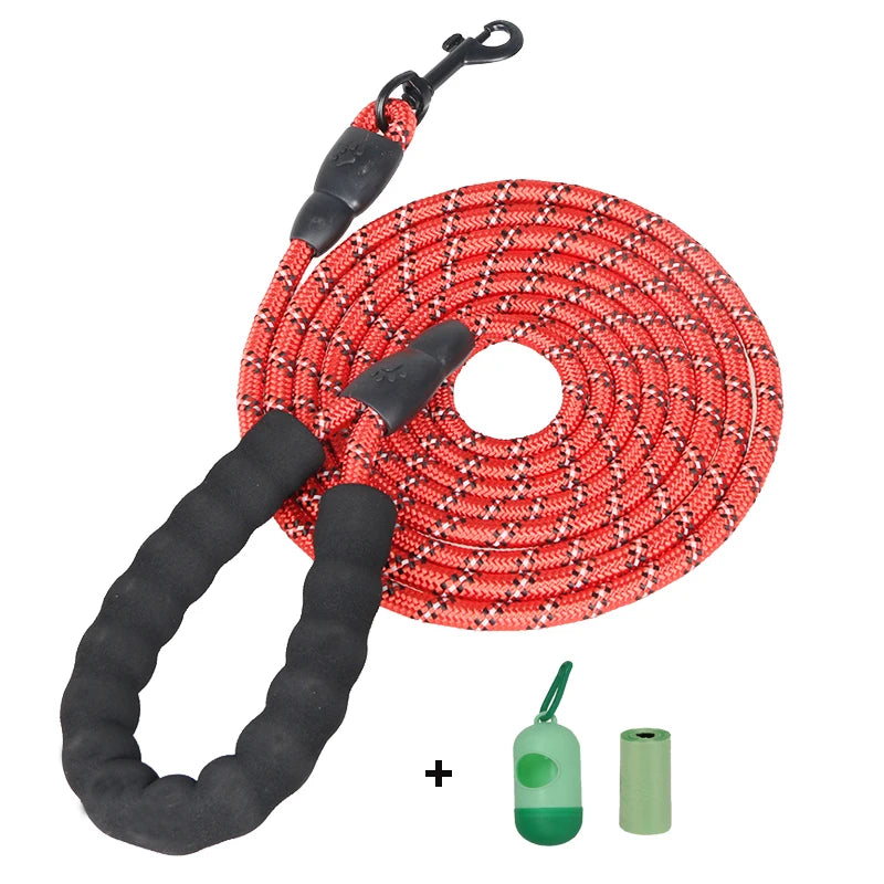 Pet Leashes Reflective Multi Color Round Rope Large Dog Collar Leash Training Running Rope Comfortable For Medium And Large Dogs