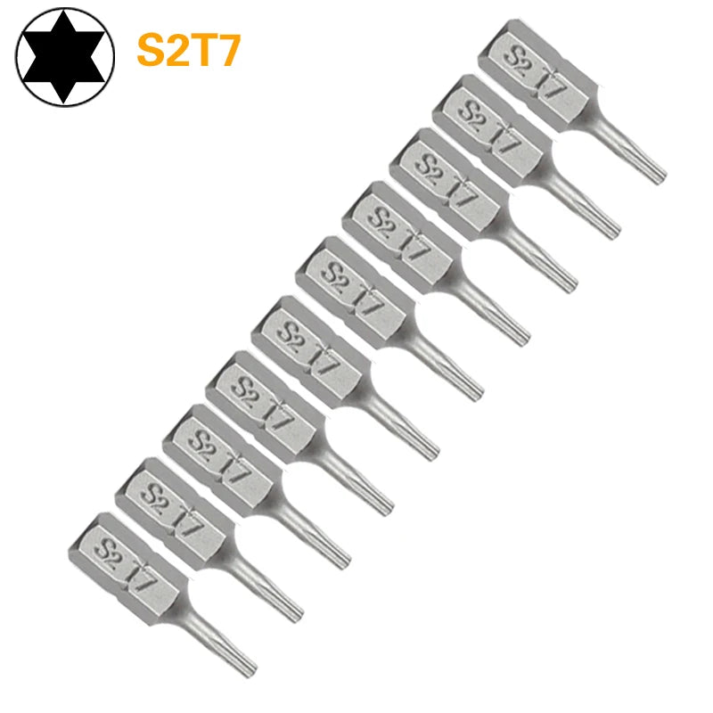 1 Inch T6 T7 T8 T9 T10 T15 Torx Screwdriver Bit Set S2 Steel 1/4 Inch 6.35mm Hex Shank Electric Screwdriver Bits For Power Tools