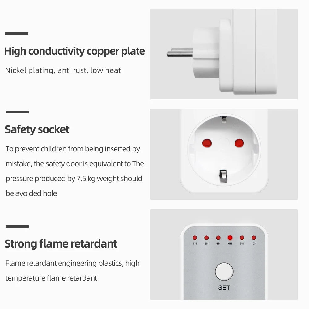 10Hr Countdown Timer Socket Plug Intelligent Time Setting Switch Control Socket Electricity Power Metering Socket