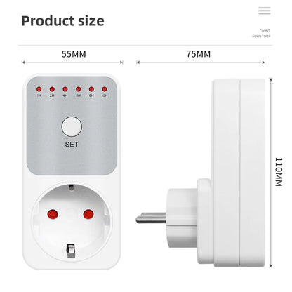 10Hr Countdown Timer Socket Plug Intelligent Time Setting Switch Control Socket Electricity Power Metering Socket