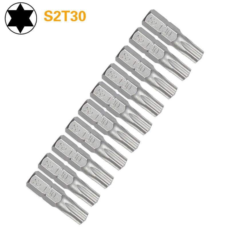1 Inch T6 T7 T8 T9 T10 T15 Torx Screwdriver Bit Set S2 Steel 1/4 Inch 6.35mm Hex Shank Electric Screwdriver Bits For Power Tools