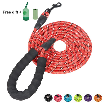 Pet Leashes Reflective Multi Color Round Rope Large Dog Collar Leash Training Running Rope Comfortable For Medium And Large Dogs