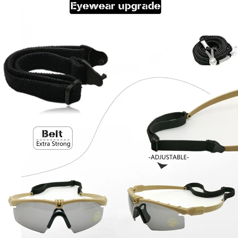 Tactical Professional Protective Military Polarized Glasses - Shooting, Sports, Hiking, Cycling, Paintball Safety Eyewear