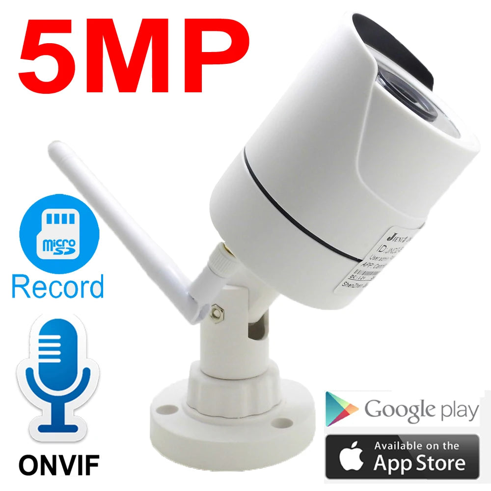 JIENUO-cámara IP inalámbrica de seguridad para exteriores, videocámara de 5MP, Audio HD, Cctv, impermeable, 1080P, visión nocturna, vigilancia Onvif, Wifi, cámara para el hogar, RTSP