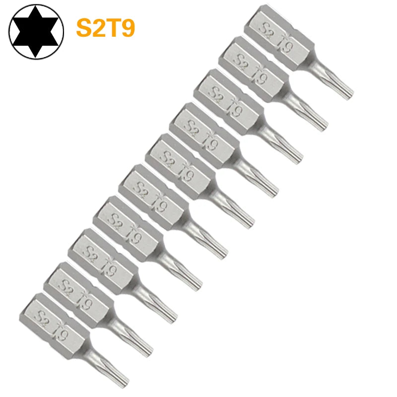1 Inch T6 T7 T8 T9 T10 T15 Torx Screwdriver Bit Set S2 Steel 1/4 Inch 6.35mm Hex Shank Electric Screwdriver Bits For Power Tools