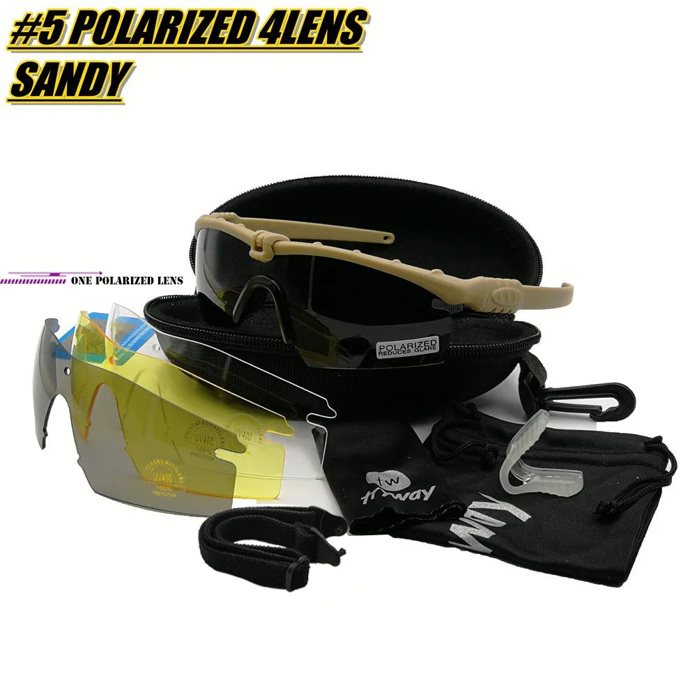 Tactical Professional Protective Military Polarized Glasses - Shooting, Sports, Hiking, Cycling, Paintball Safety Eyewear