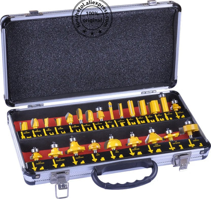 1/2 inch-1/4 inch-CNC solid carbide woodworking router bit, edge trimming machine wood milling cutter, 24-35-50 pcs wood tool set